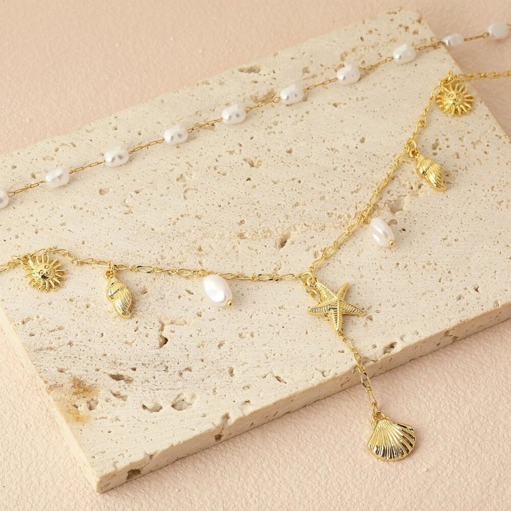 Shell Charm Necklace For Women Stack Seashell Pea… - image 5